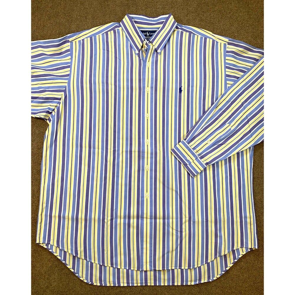 Ralph Lauren Button Down Shirt Mens XL‎ Long Sleeve Casual Dress Cotton Striped